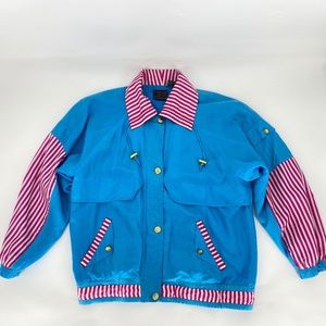 Mureli Vintage 80s Blue Silk Windbreaker Jacket